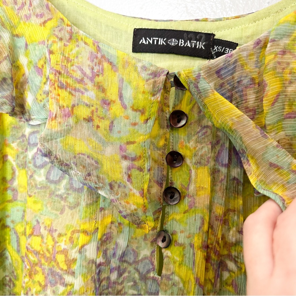Antik Batik Pastel Kaleidoscope Print Flowy Sleeveless Silk Maxi Dress XS - Picture 4 of 8